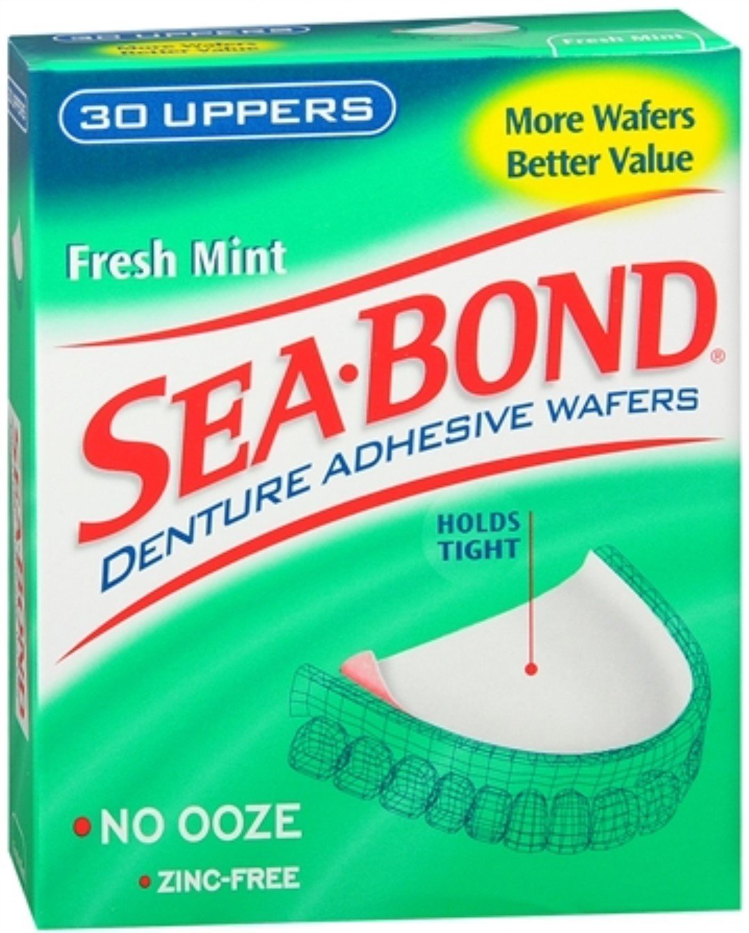 SEA-BOND Denture Adhesive Seals Uppers Fresh Mint, 30 [...]