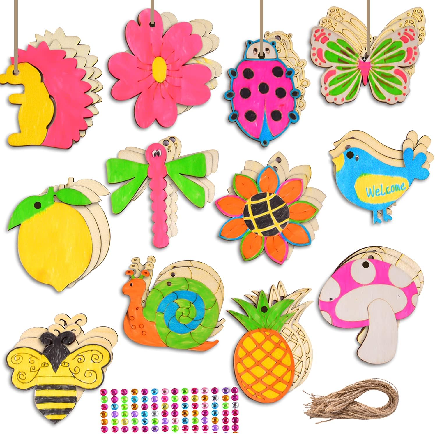 60 Pieces Unfinished Spring Wooden Cutouts, 12 Styles [...]