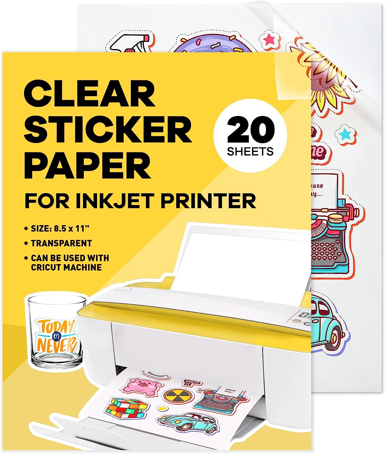 90% Clear Sticker Paper for Inkjet Printer (20 Sheets) [...]