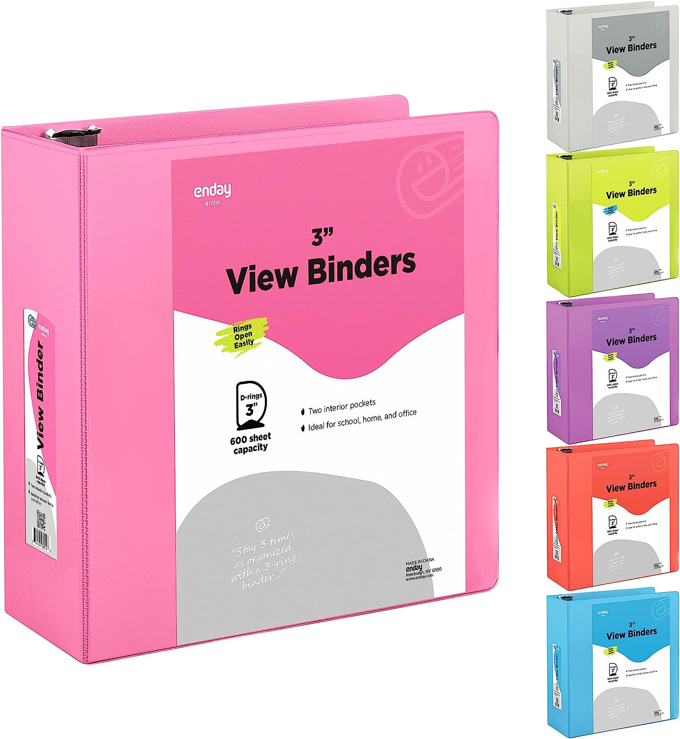 3 Inch Binder 3 Ring Binders Pink, Slant D-Ring 3” [...]
