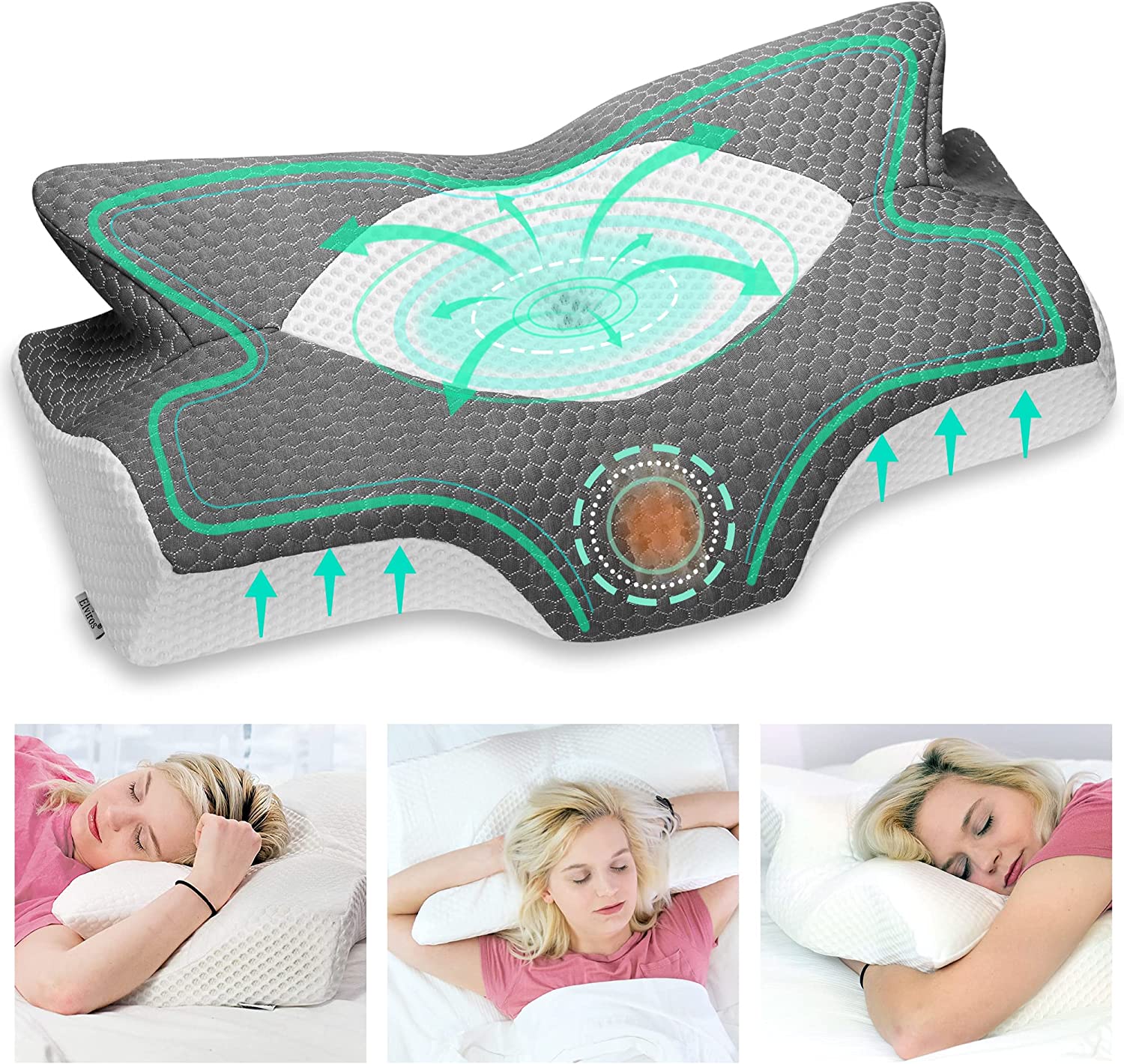 Elviros Cervical Memory Foam Contour Pillows for Neck [...]