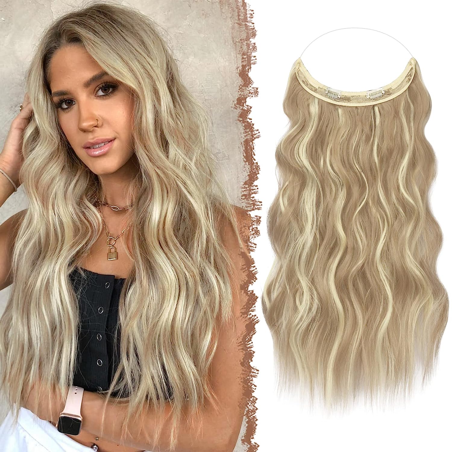 FESHFEN Invisible Wire Hair Extensions with [...]