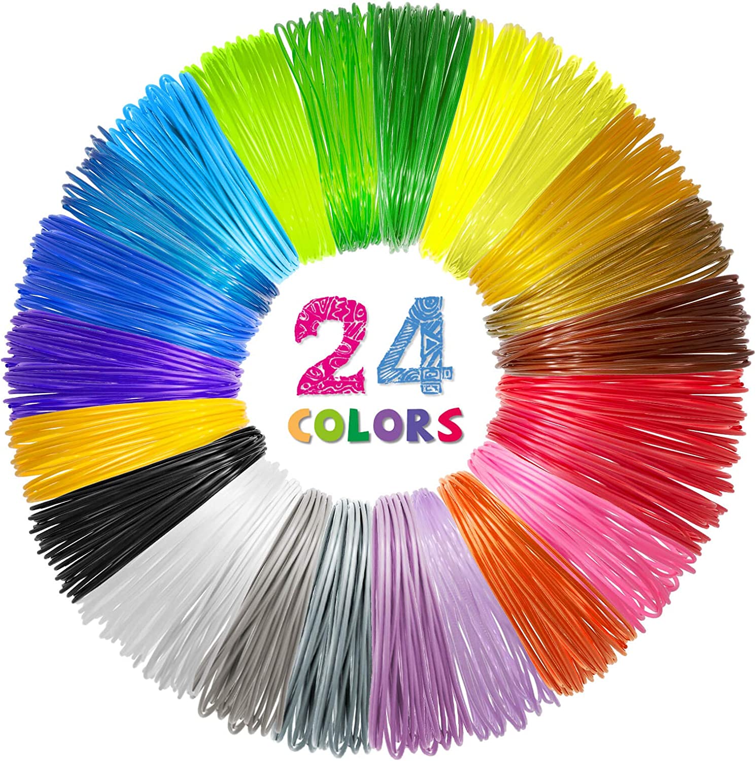24 Colors 3D Pen PLA Filament Refills, 1.75mm Premium [...]