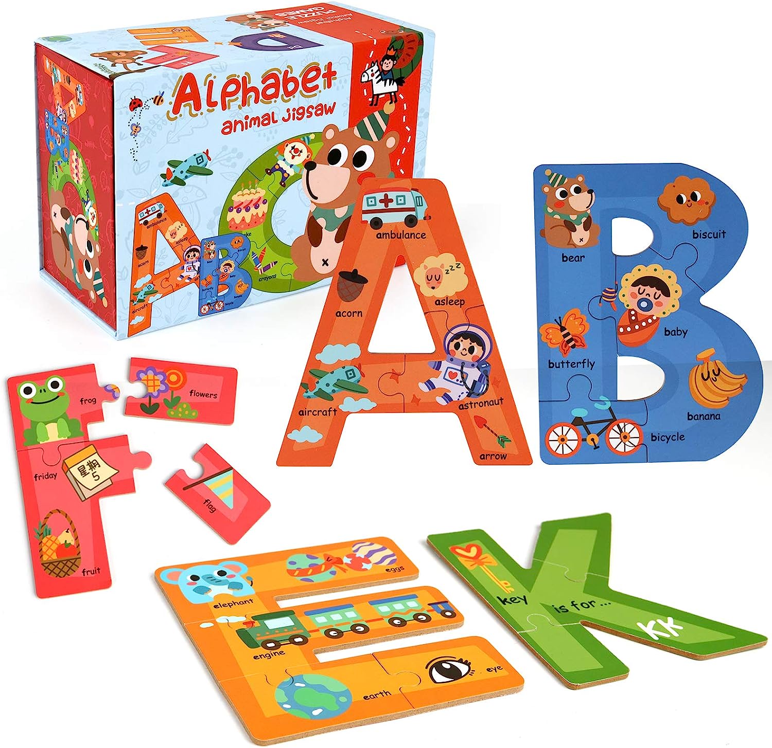 SYNARRY Wooden Alphabet Puzzles for Kids Ages 3-5, ABC [...]
