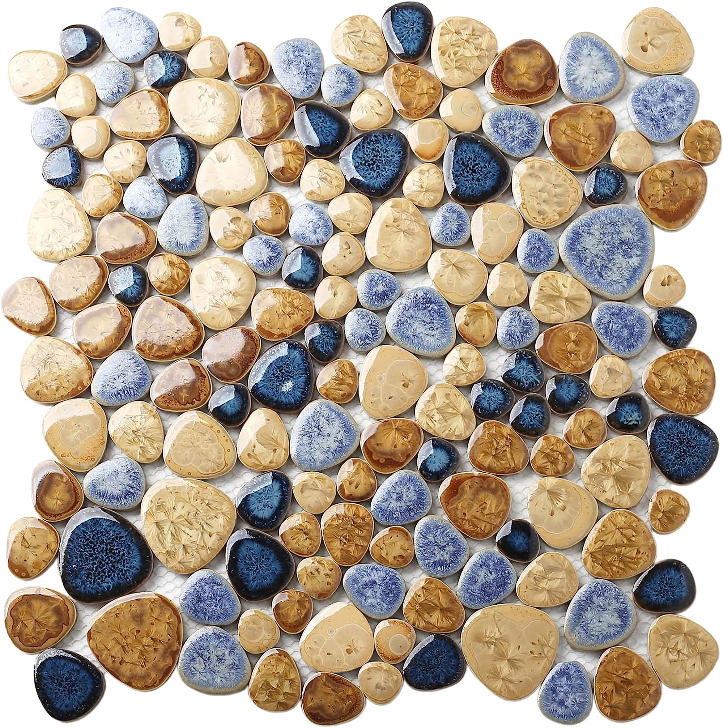Blujellyfish Glazed Blue Mosaic Ceramic Pebble [...]