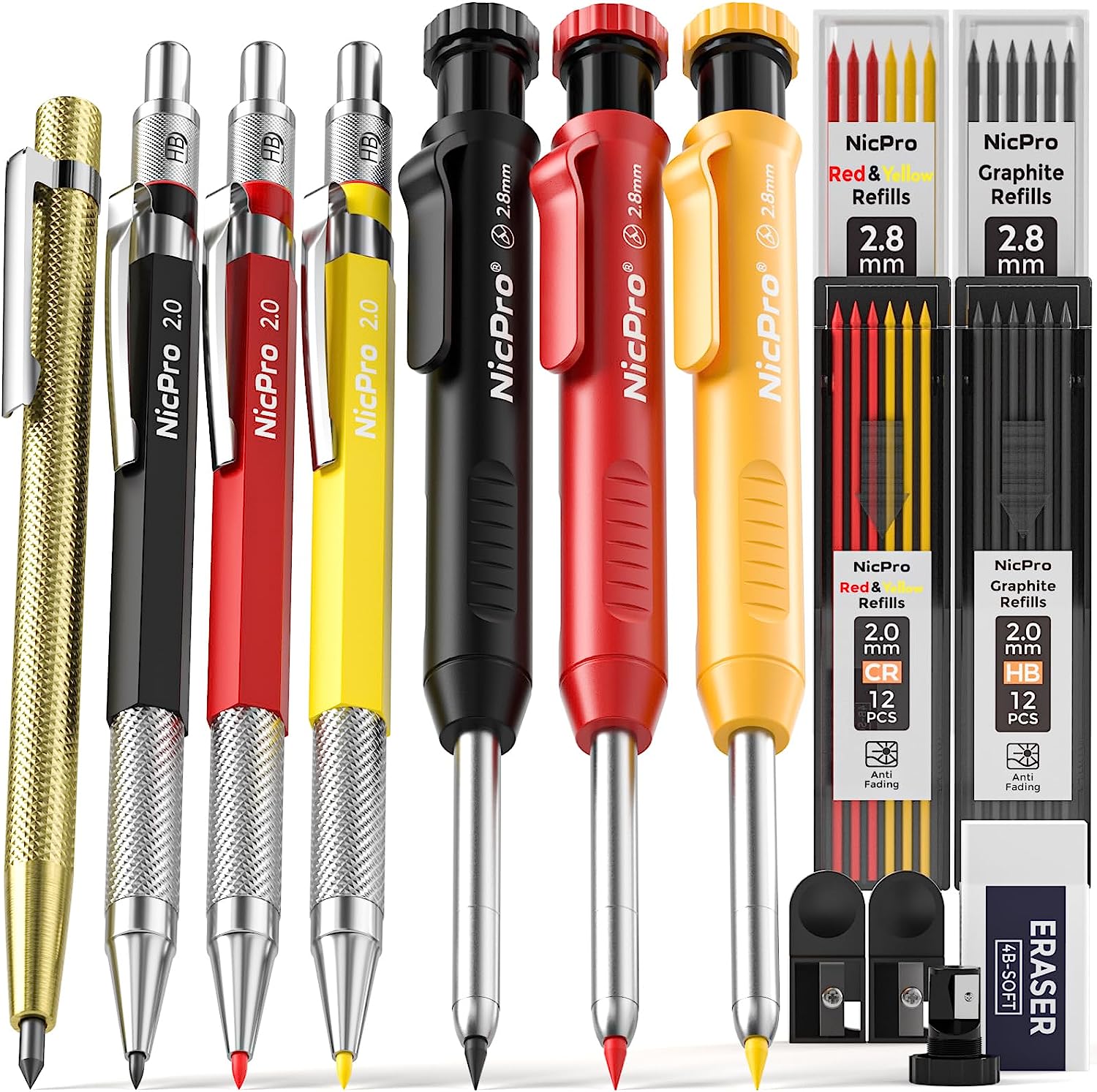 Nicpro 16 Pack Mechanical Carpenter Pencil Set with 42 [...]