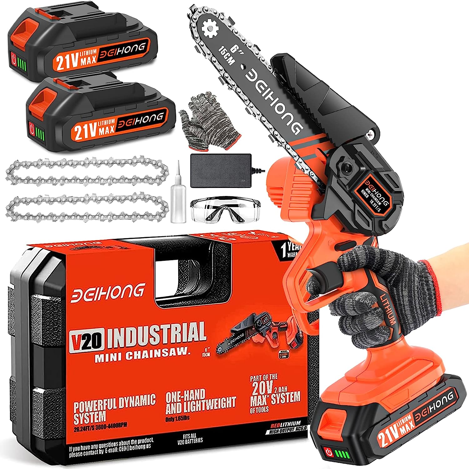 BEI & HONG Mini Chainsaw Cordless 6-Inch with 2 [...]
