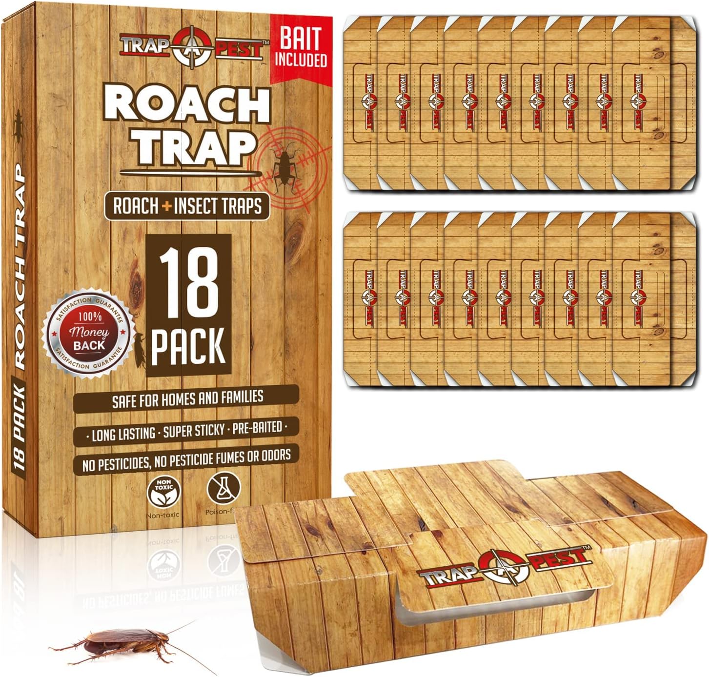 Roach Traps Indoor Sticky (18 Pack) - Glue Traps for [...]