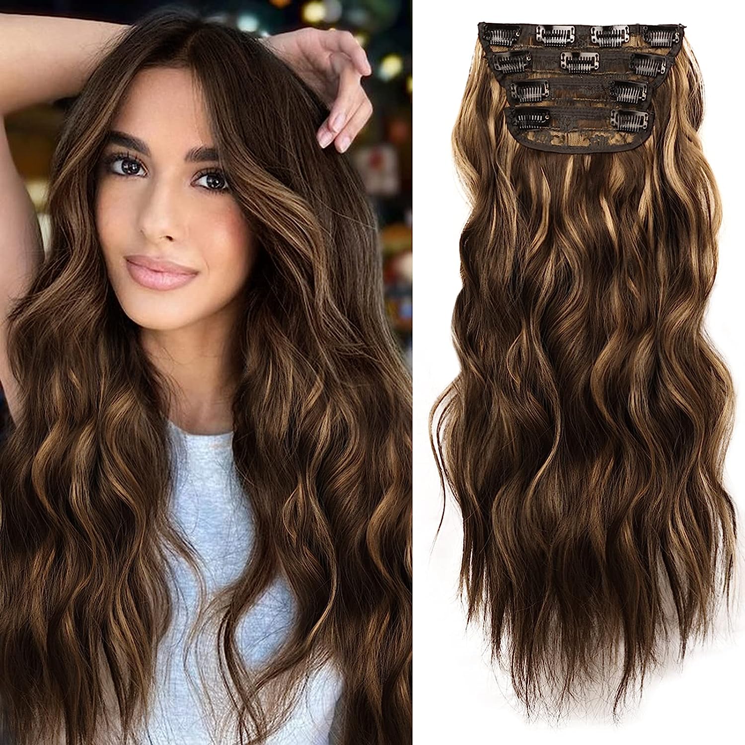 NAYOO Clip in Long Wavy Hair Extensions for Women 4PCS [...]