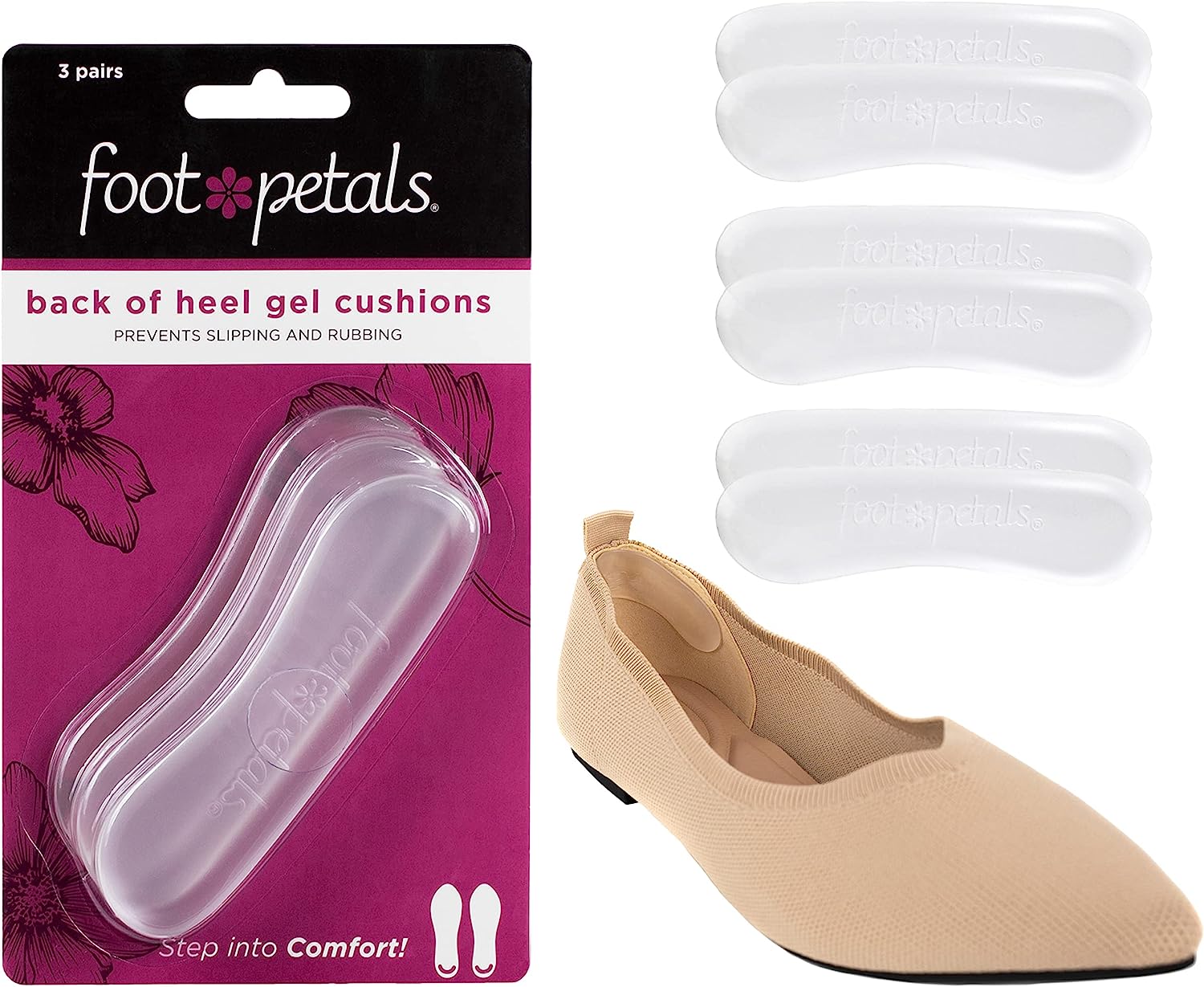 Foot Petals womens Gel - 3 Pr Back of Heel Comfort [...]