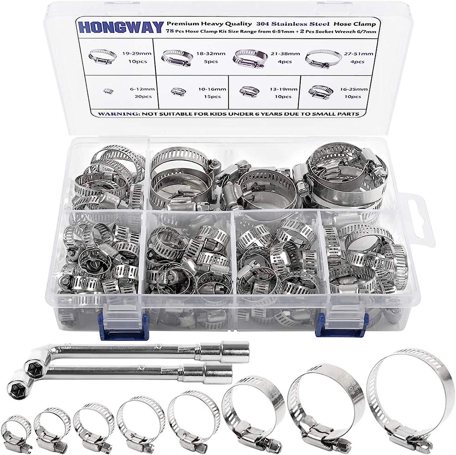 Hose Clamp, HongWay 78 Pack Stainless Steel Assortment [...]