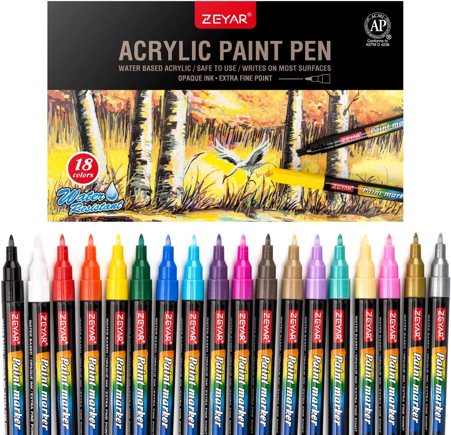 ZEYAR Premium Acrylic Paint Pen, Water Based, Extra [...]
