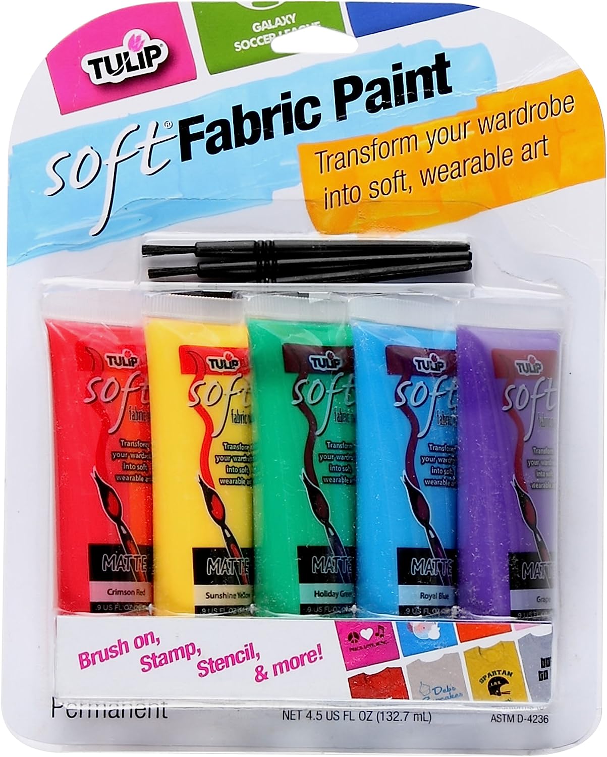 Tulip Soft Fabric Paint Primary, 0.9 Ounce (Pack of [...]