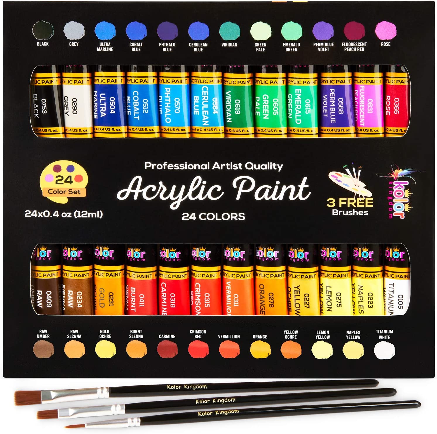Acrylic Paint Set 24 Colors (0.41 oz, 12 ml) Paint Kit [...]