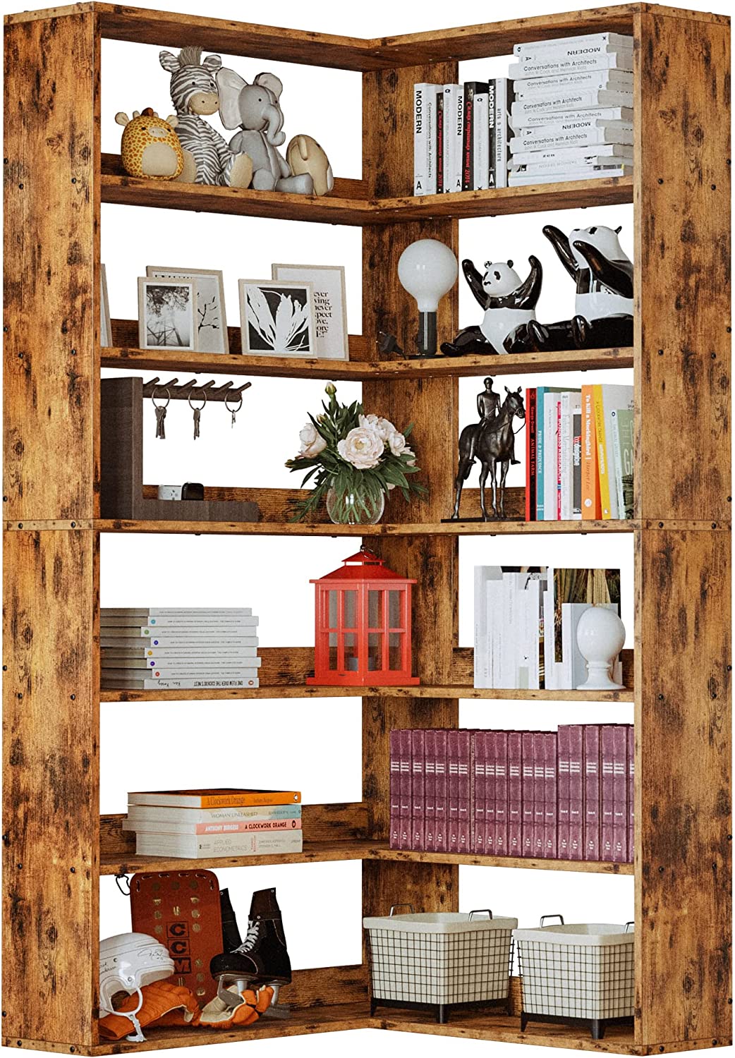 IRONCK Bookshelves 6 Tiers with Baffles Industrial [...]