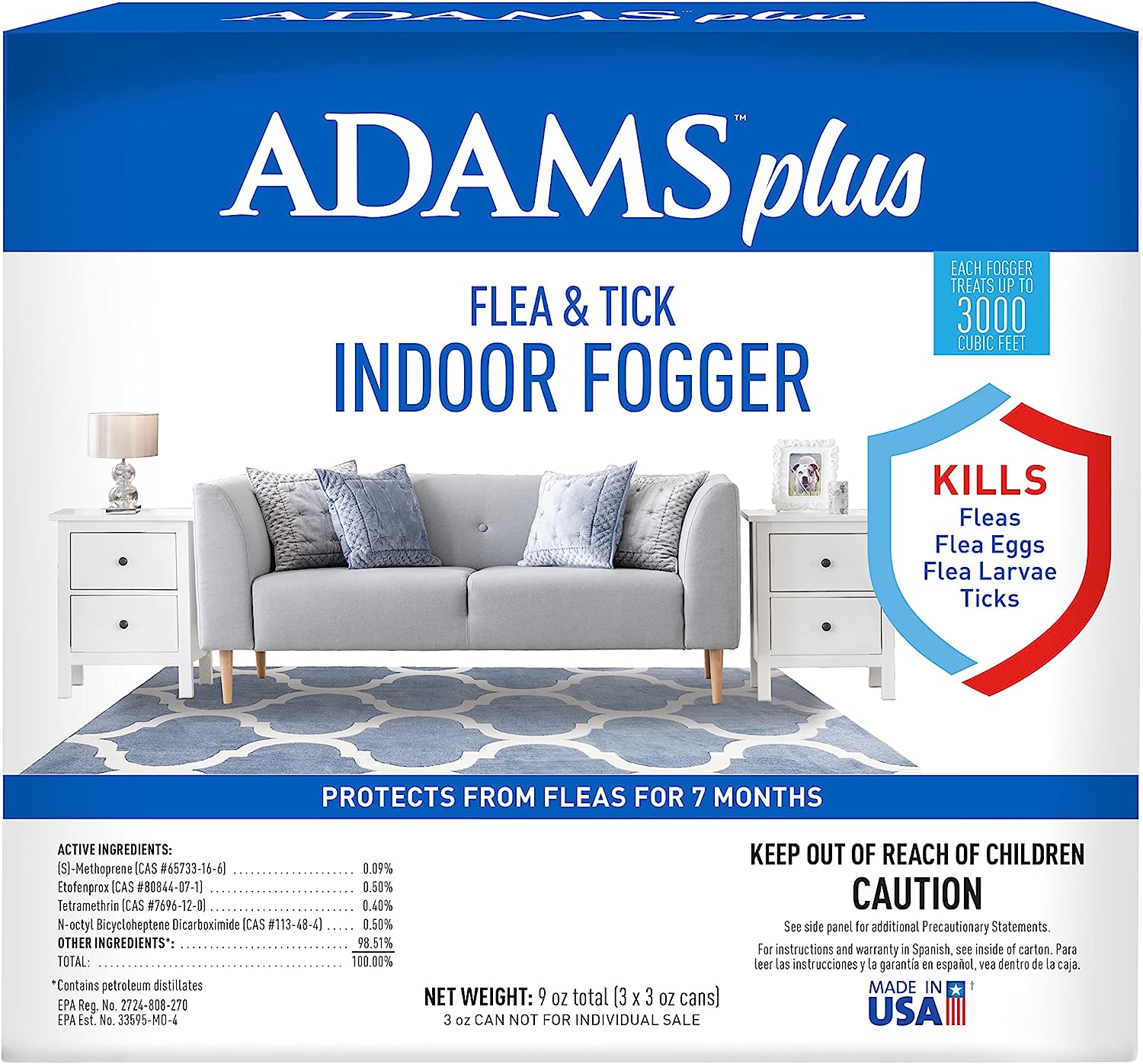 Adams Plus Flea & Tick Indoor Fogger, 3 x 3 oz Cans, [...]