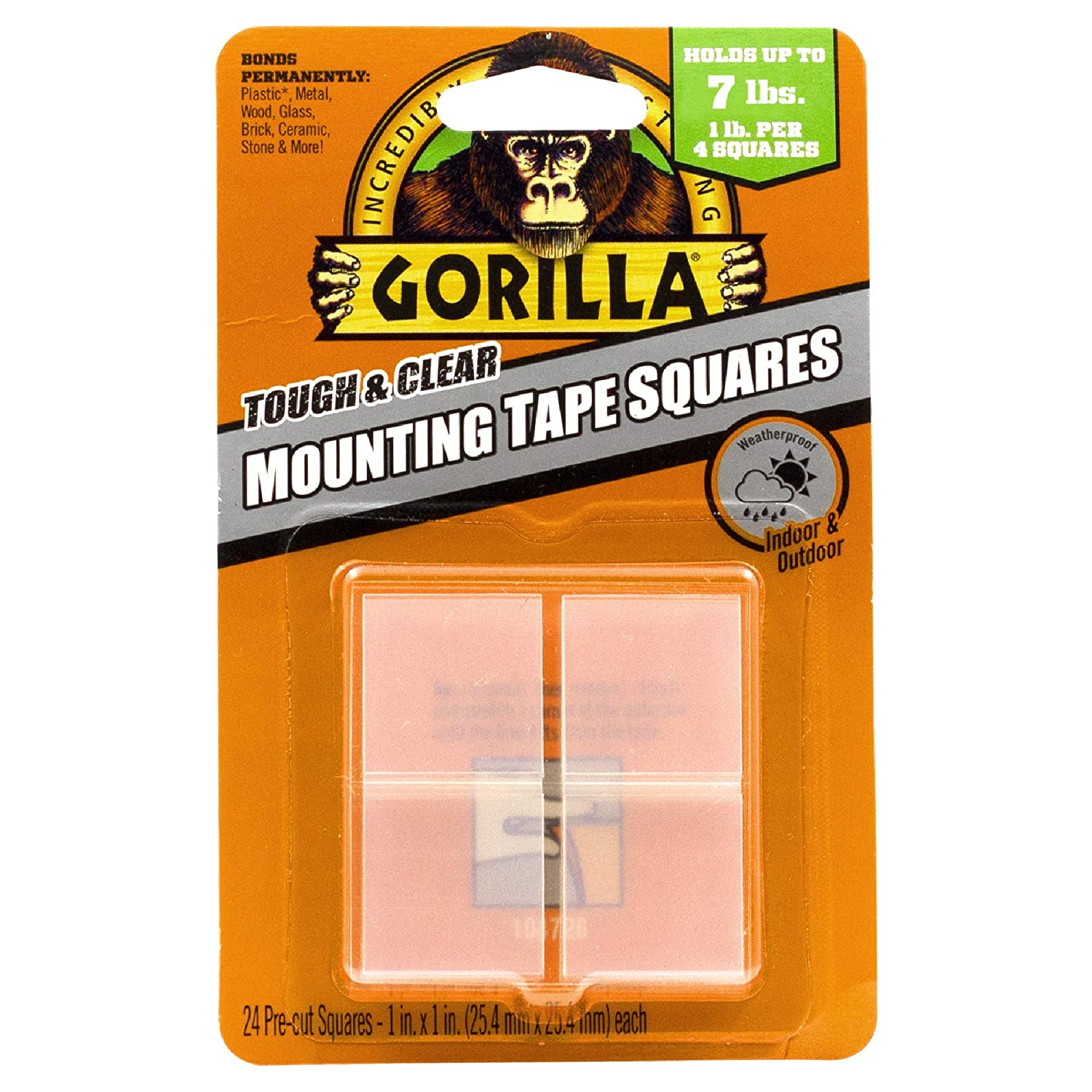 Gorilla Tough & Clear Double Sided Tape Squares, 24 1