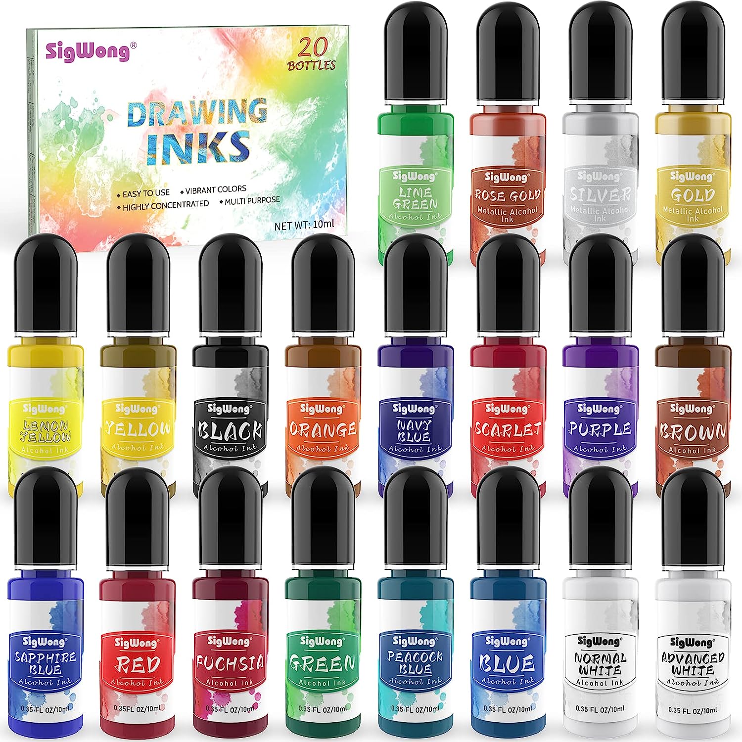 Alcohol Ink Set - 20 Bottles Vibrant Colors High [...]