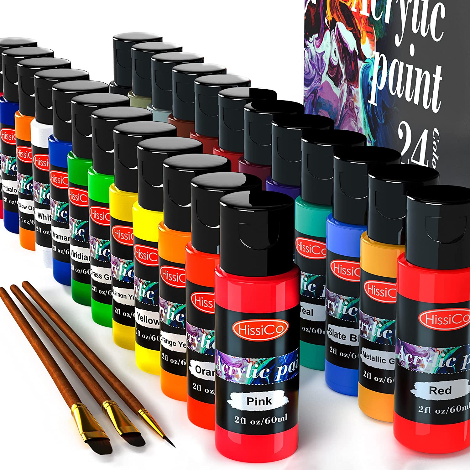 Acrylic Paint Set of 24 Colors 2fl oz 60ml Bottles [...]