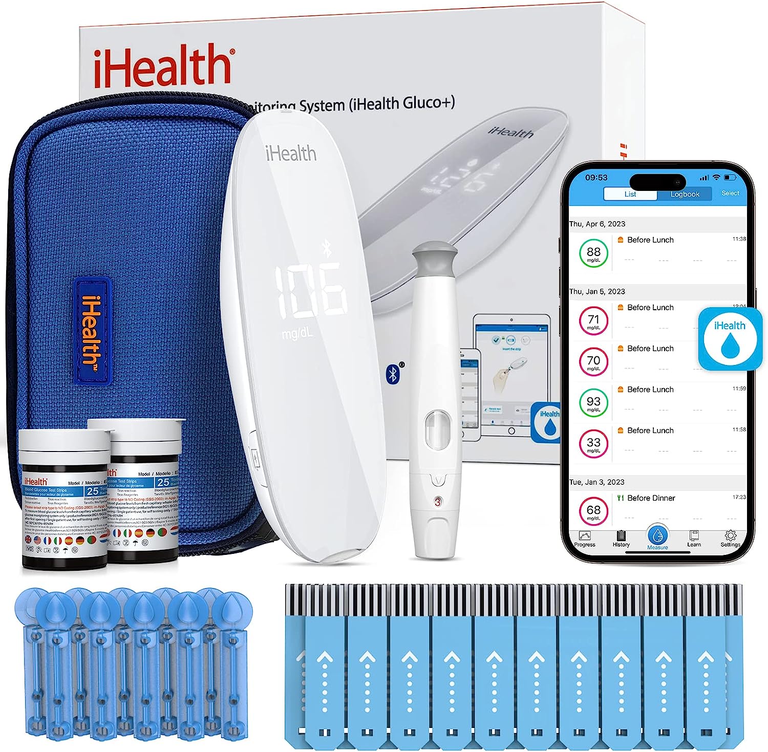 iHealth Gluco Plus Blood Sugar Monitor Kit Smart [...]
