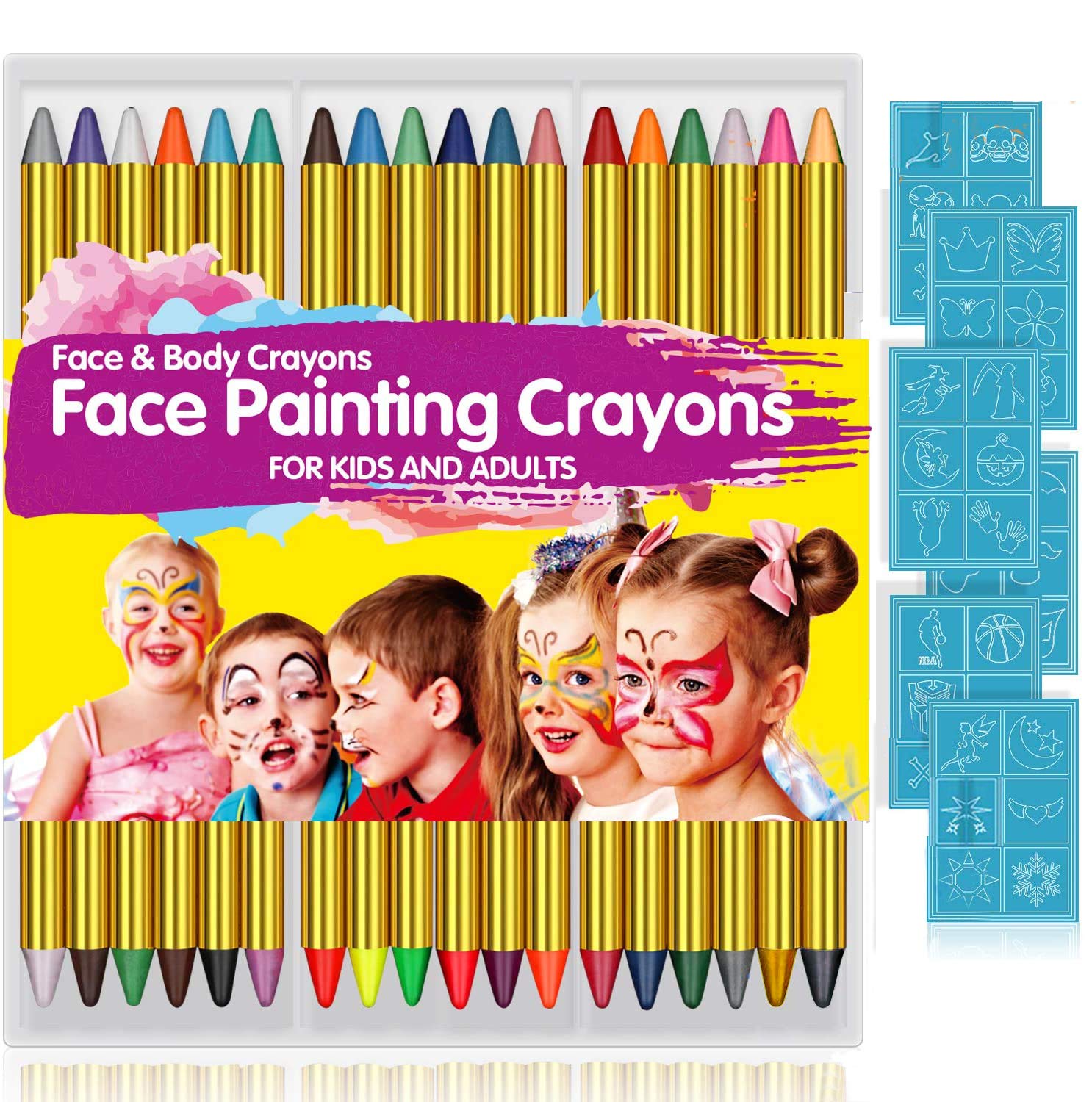 Face Paint Crayons for Kids, 36 Makeup Sticks & 36 [...]