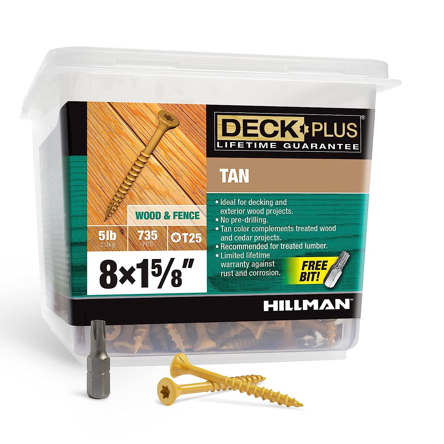 Deck Plus 48412 Wood Screws #8 x 1-5/8