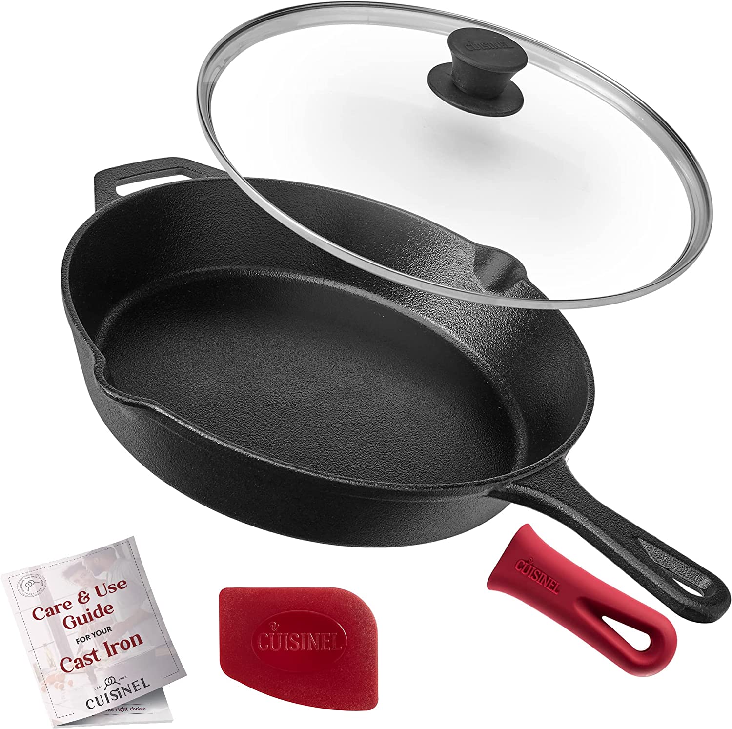Cuisinel Cast Iron Skillet with Lid - 12