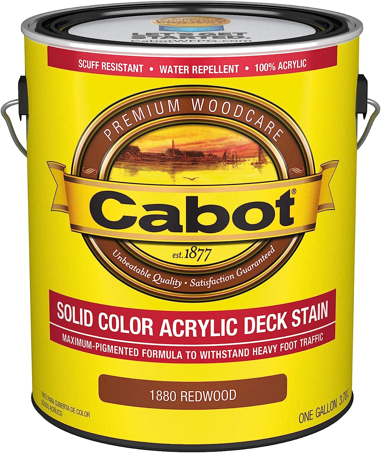 Cabot 140.0001880.007 Solid Color Decking Stain, Redwood