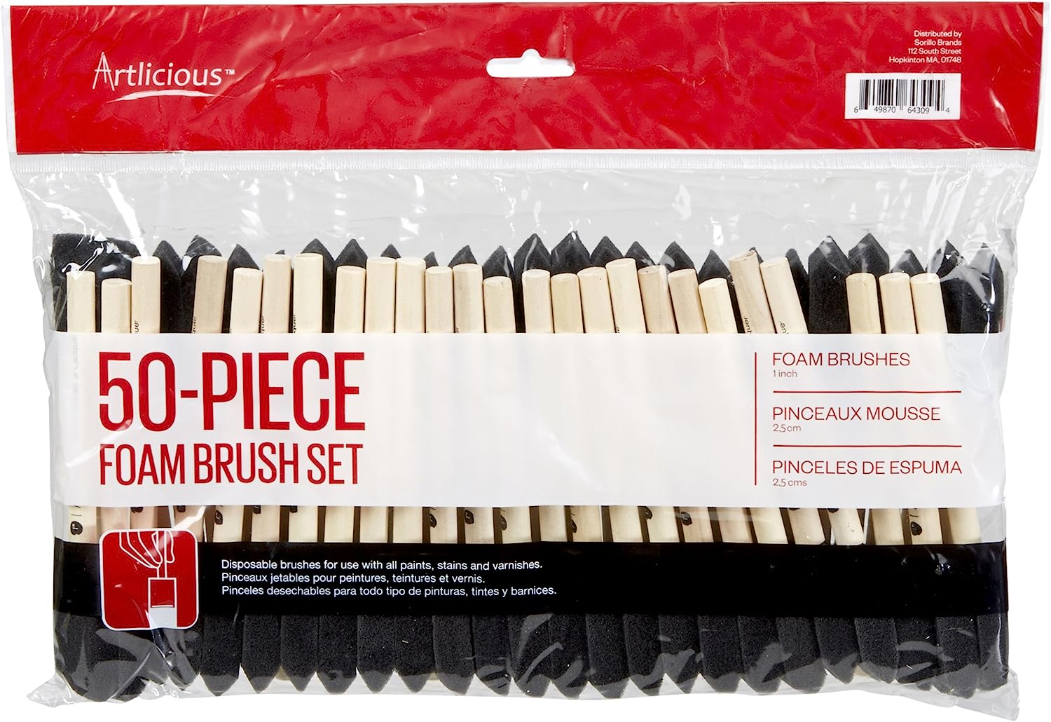 Artlicious Foam Brush Set - Pack of 50 Disposable, [...]
