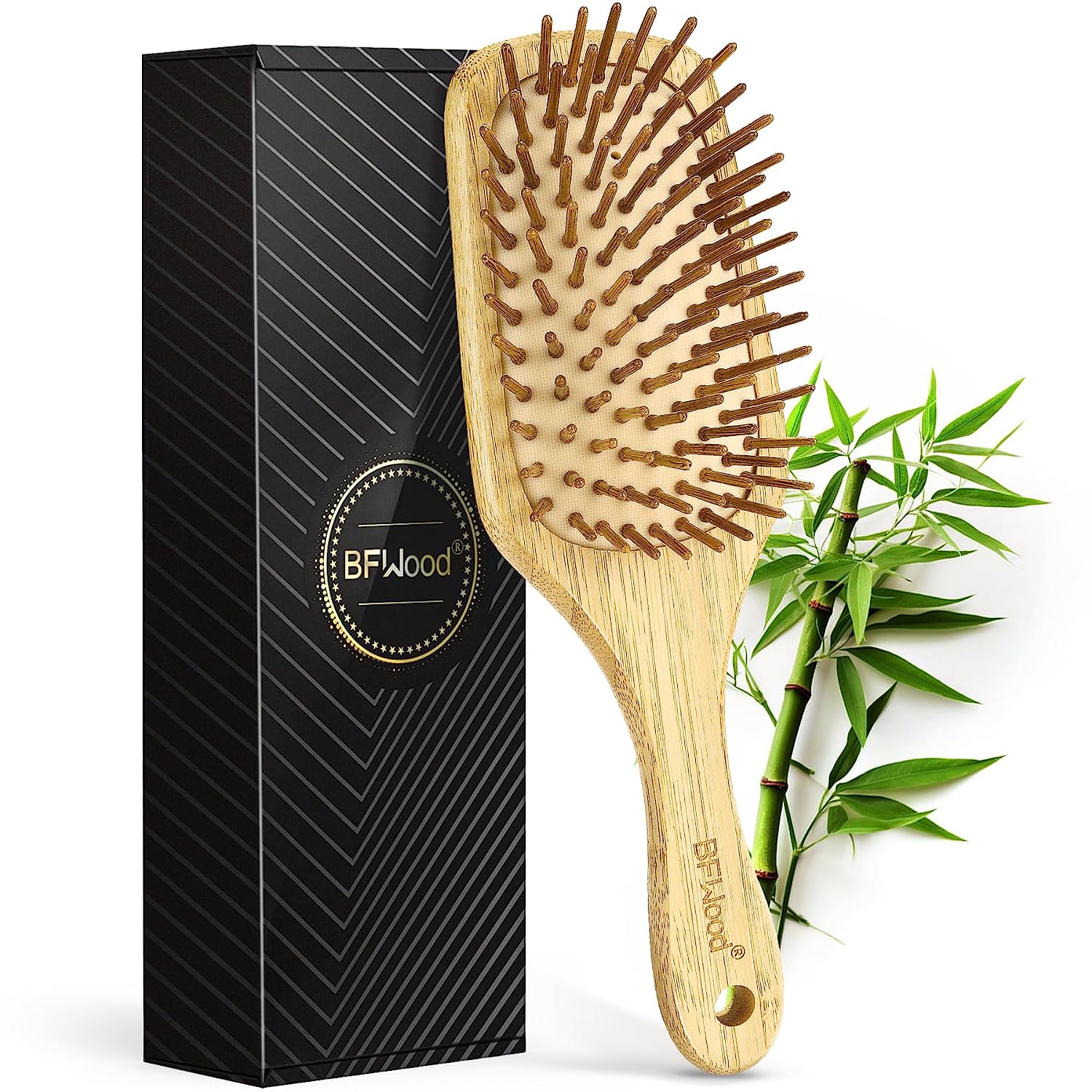 BFWood Bamboo Paddle Hairbrush with Bamboo Bristles [...]