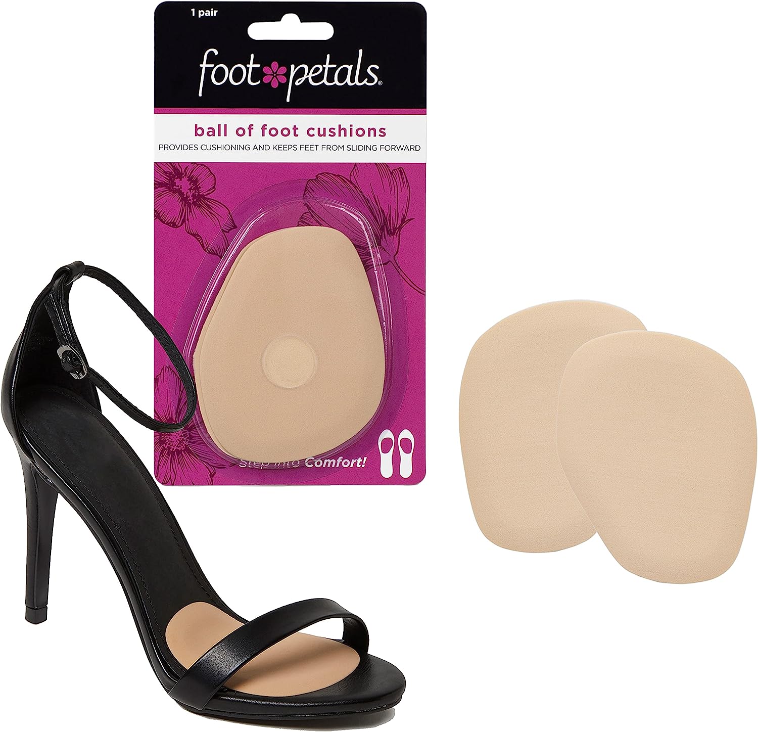 Foot Petals Women's Rounded 1 Pair, Khaki, One Size