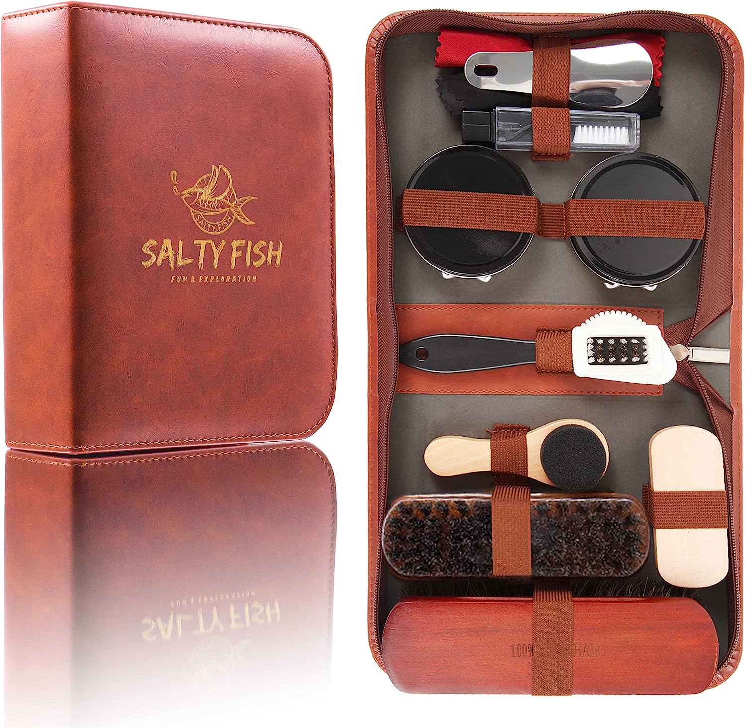 SALTY FISH 12PC Travel Shoe Polish Kit, Leather Shoe [...]