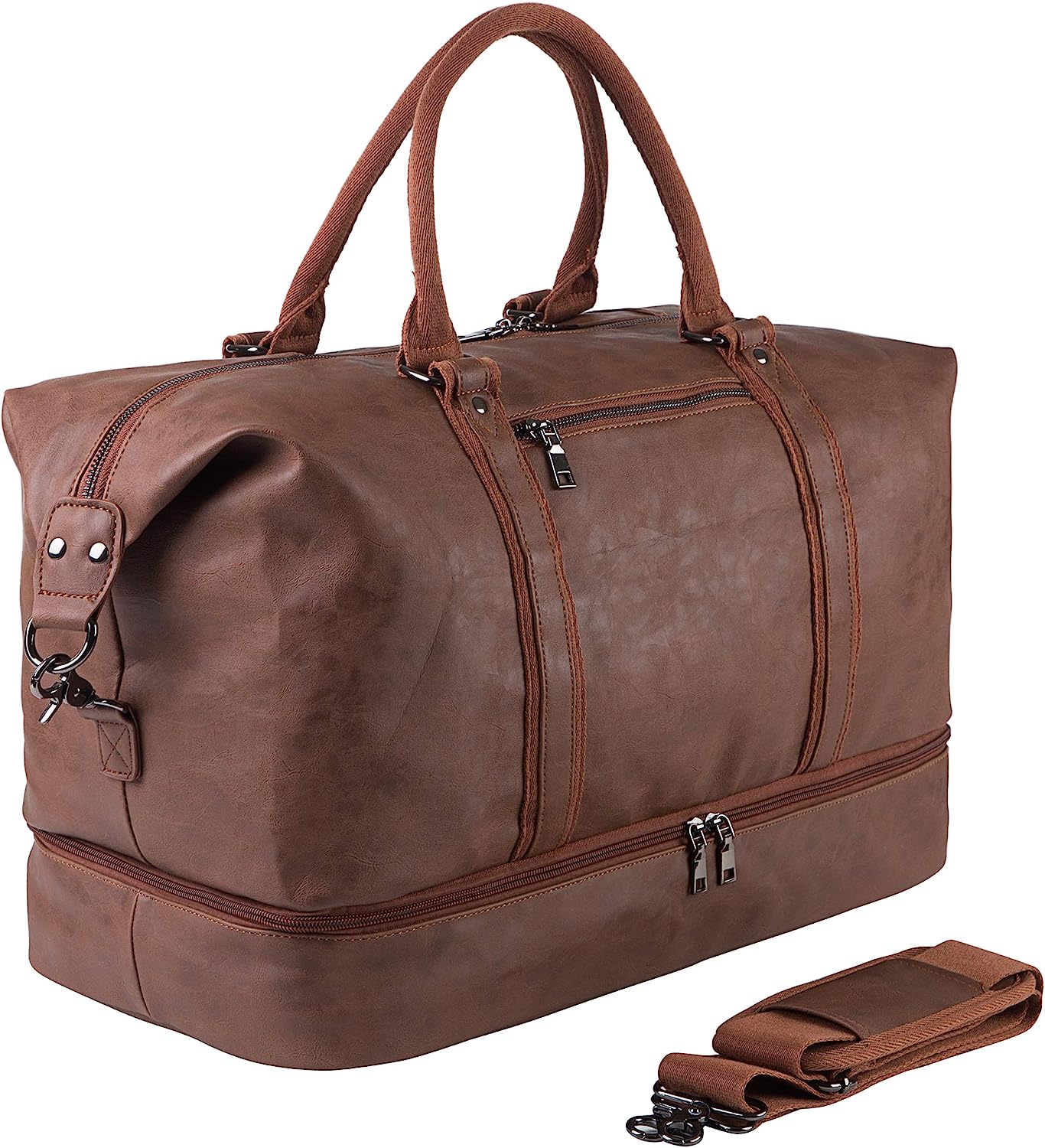 Leather Travel Bag with Shoe Pouch,Weekender Overnight [...]