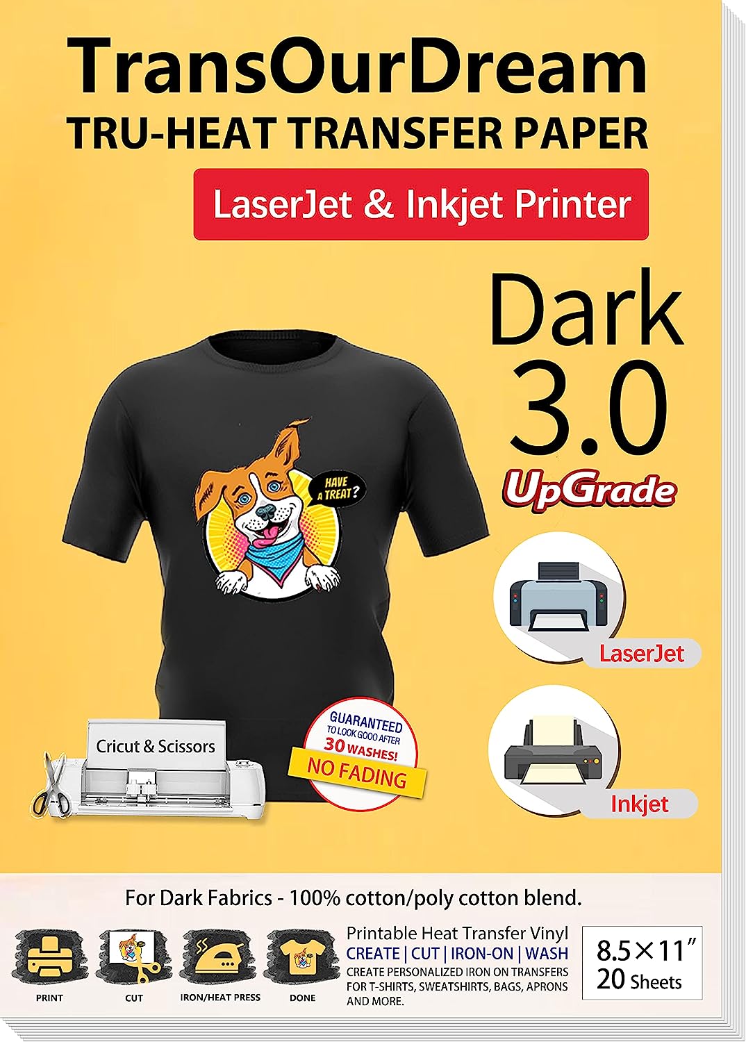 TransOurDream Iron on Heat Transfer Paper for Dark T [...]
