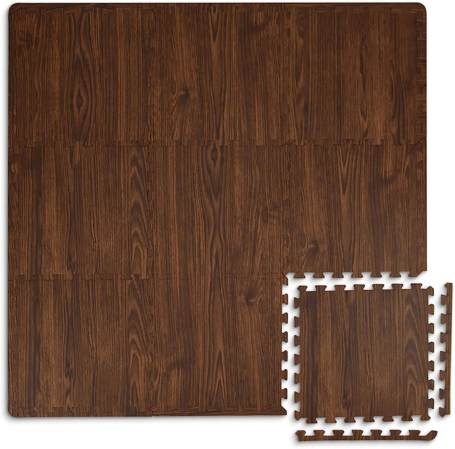 FloorPops FP3593 Craftsman Interlocking Floor Tiles, Brown