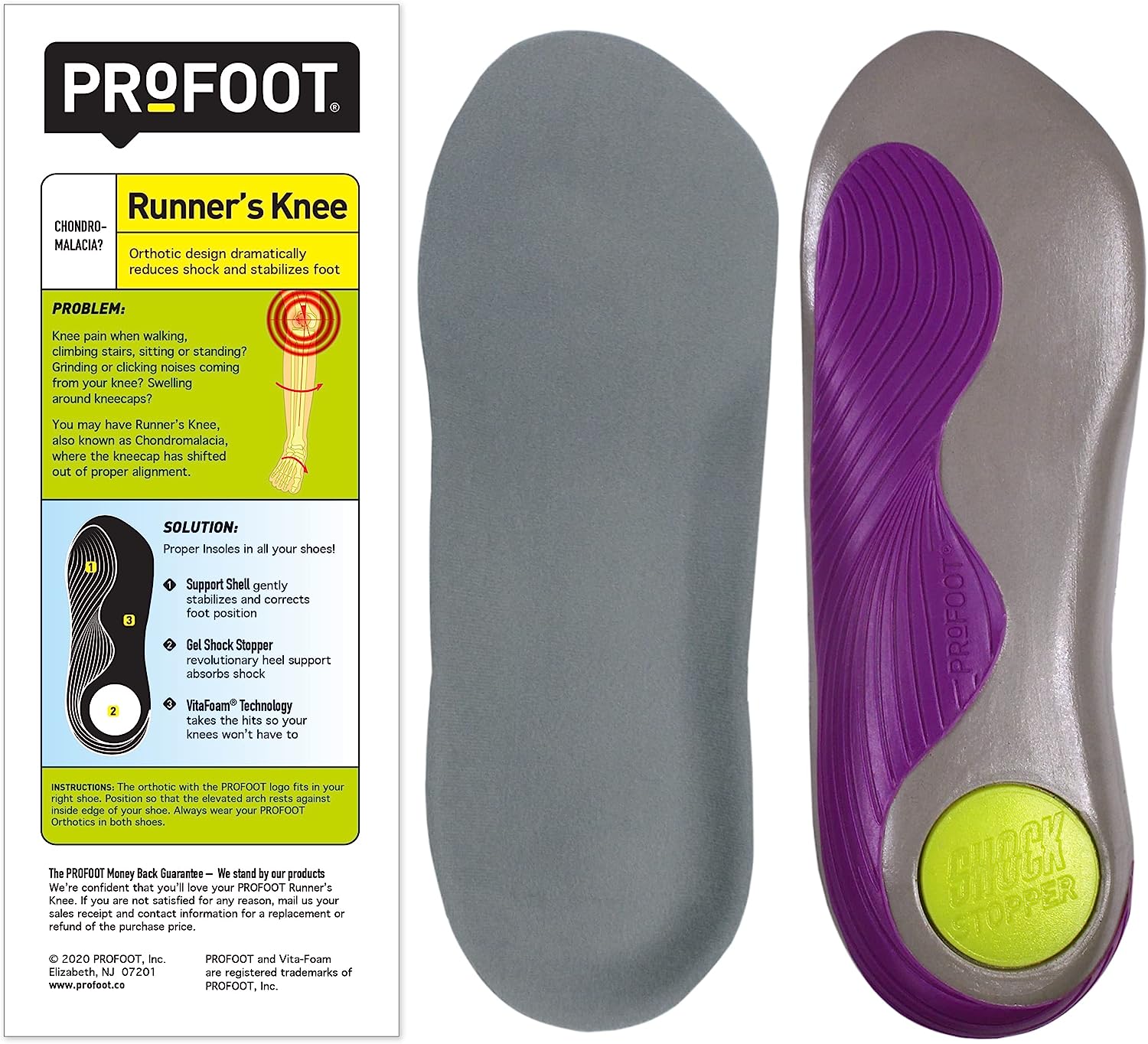 PROFOOT Runner's Knee Orthotic Insole, Women's 6-10, [...]