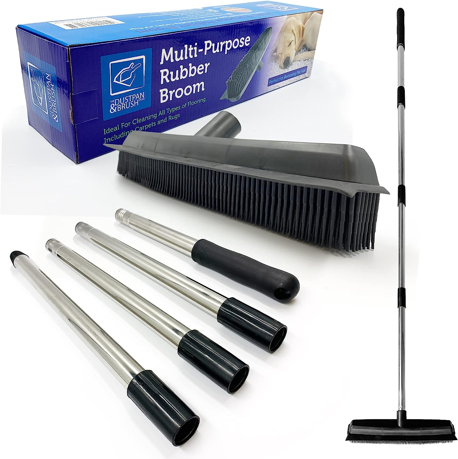 Rubber Broom Pet Hair Remover, Floor Brush Fur Rake [...]