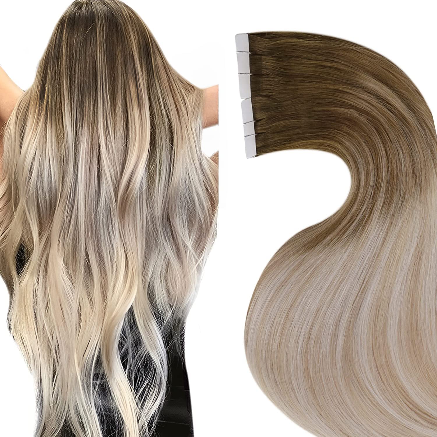 LaaVoo Tape in Hair Extensions Real Human Hair Ombre [...]