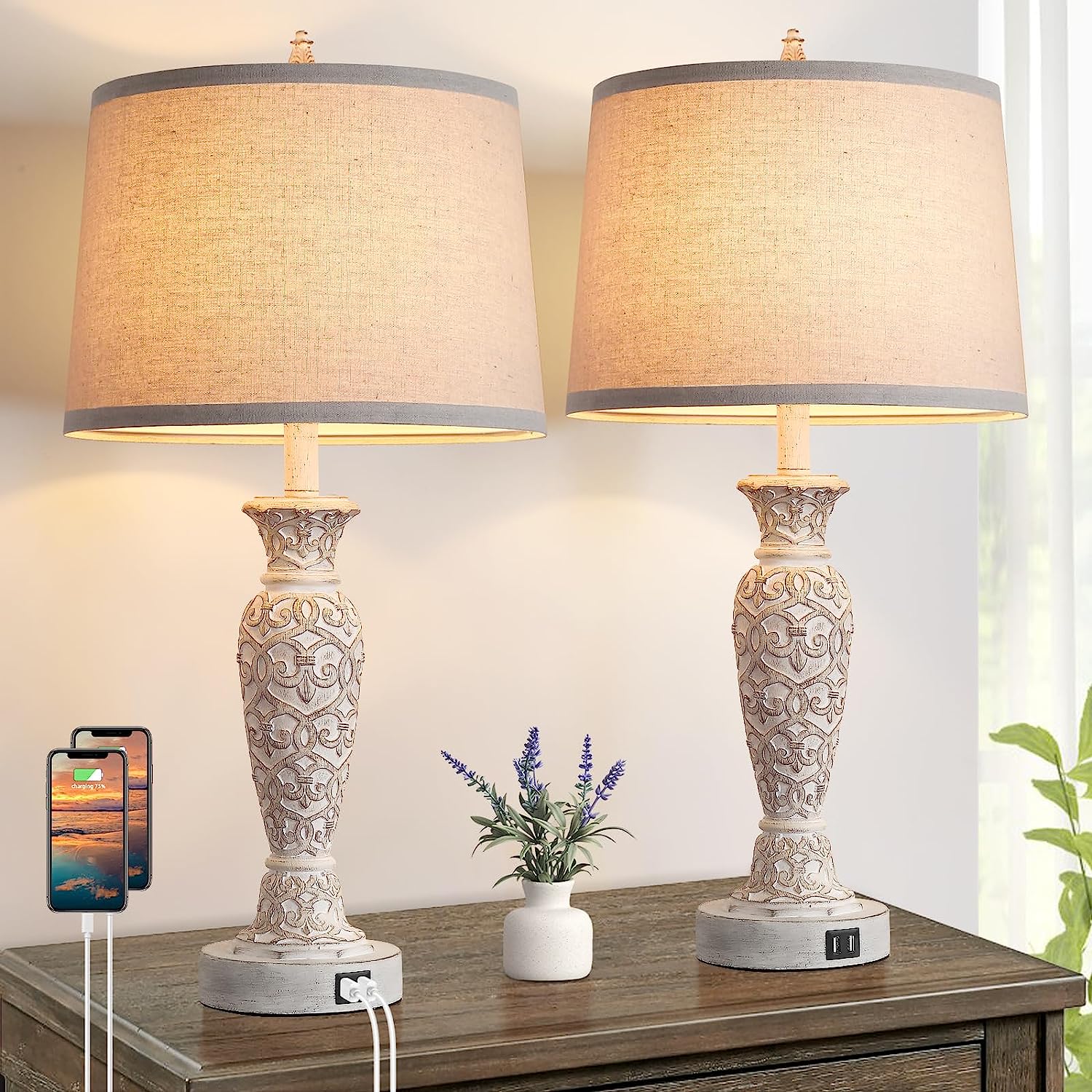 Brightever Table Lamps Set of 2 with Dual USB Ports, [...]