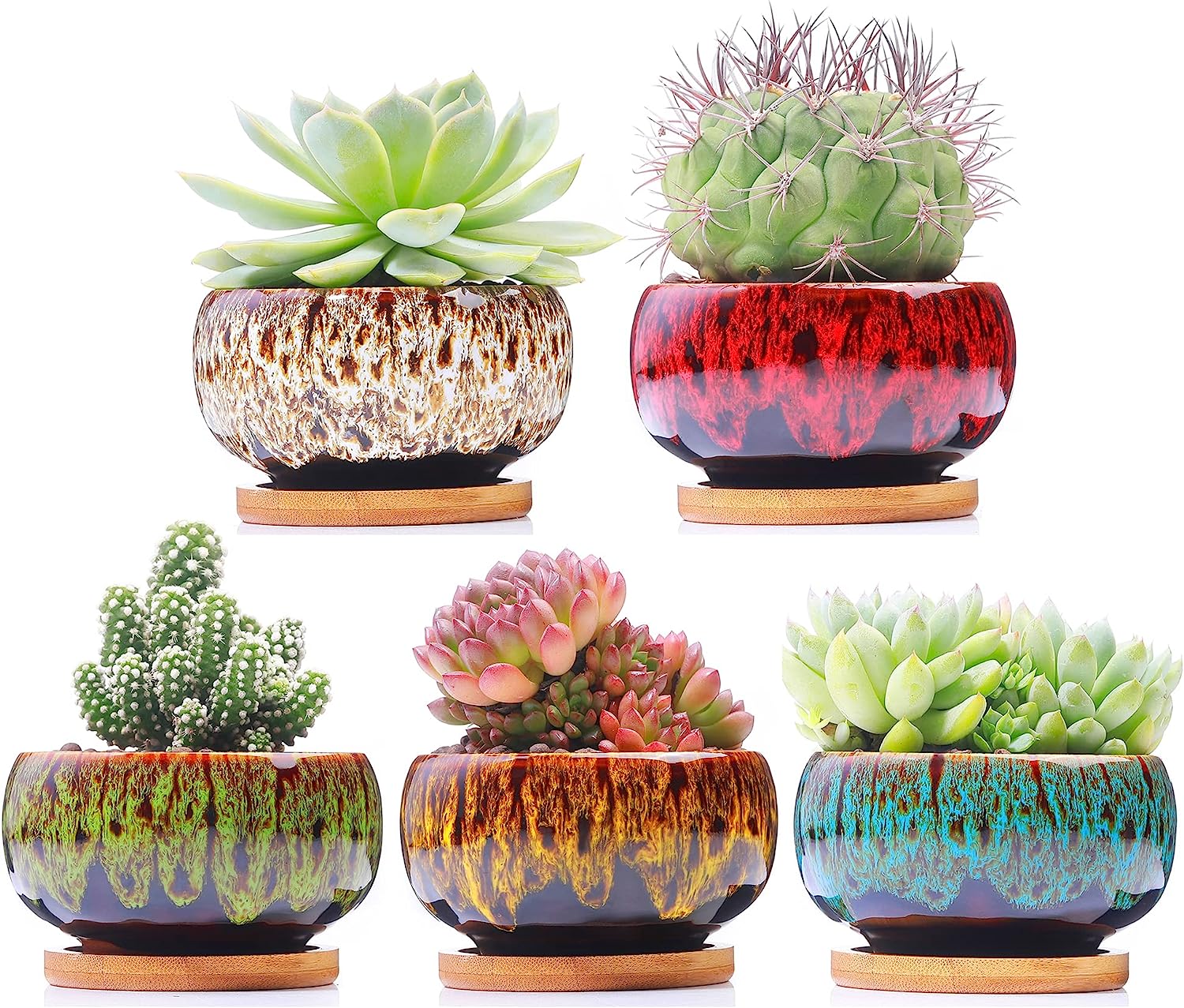 LAMDAWN Cute Ceramic Succulent Garden Pots, Planter [...]