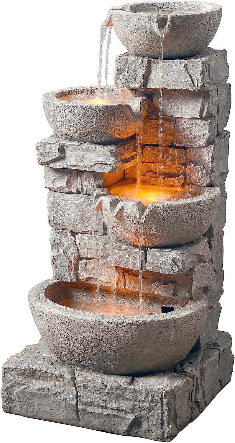 Teamson Home 4 Tiered Bowls Floor Stacked Stone [...]