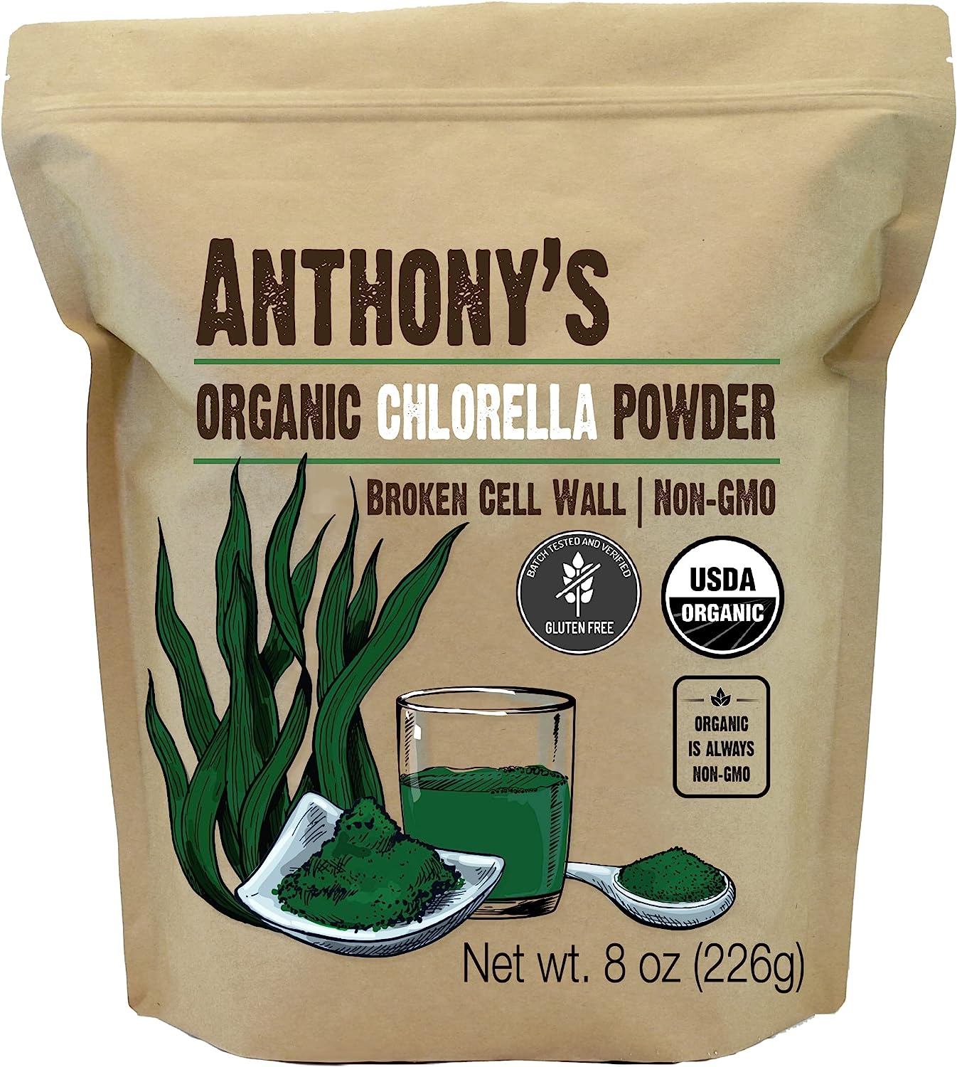Anthony's Organic Chlorella Powder, 8 oz, Non GMO, [...]