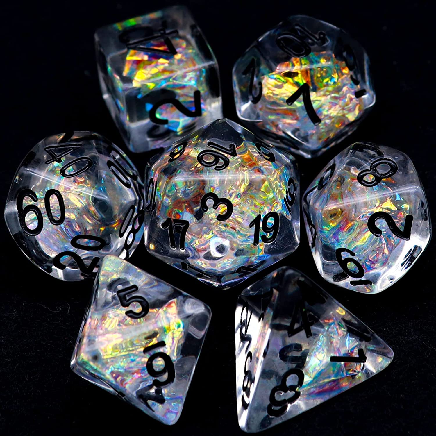 Haxtec Clear DND Dice Set 7PCS Filled Resin Polyhedral [...]
