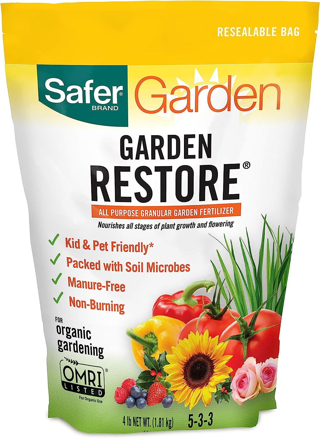 Safer Brand 94AP Garden Restore Fertilizer, Yellow
