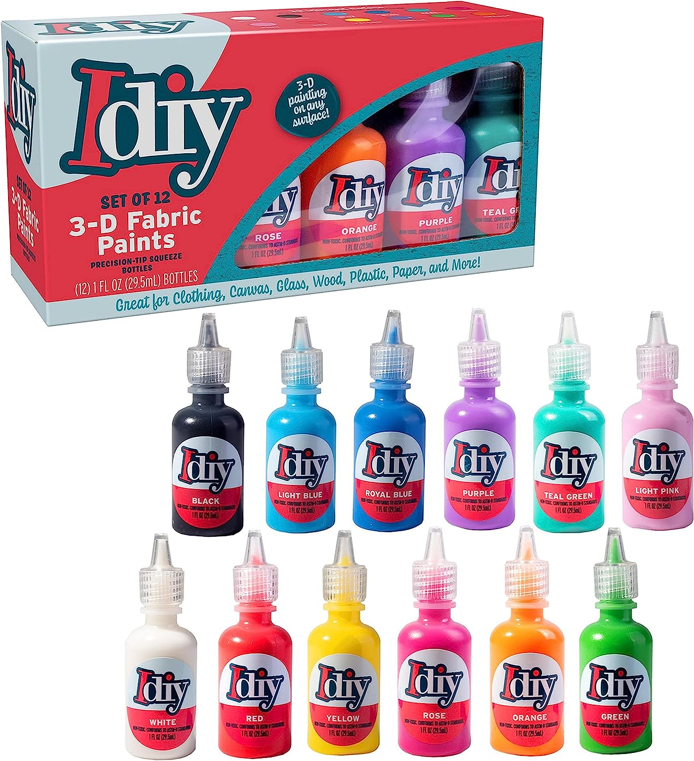 DIY Fabric Paints, Set of 12 Colors, (1oz bottles) [...]