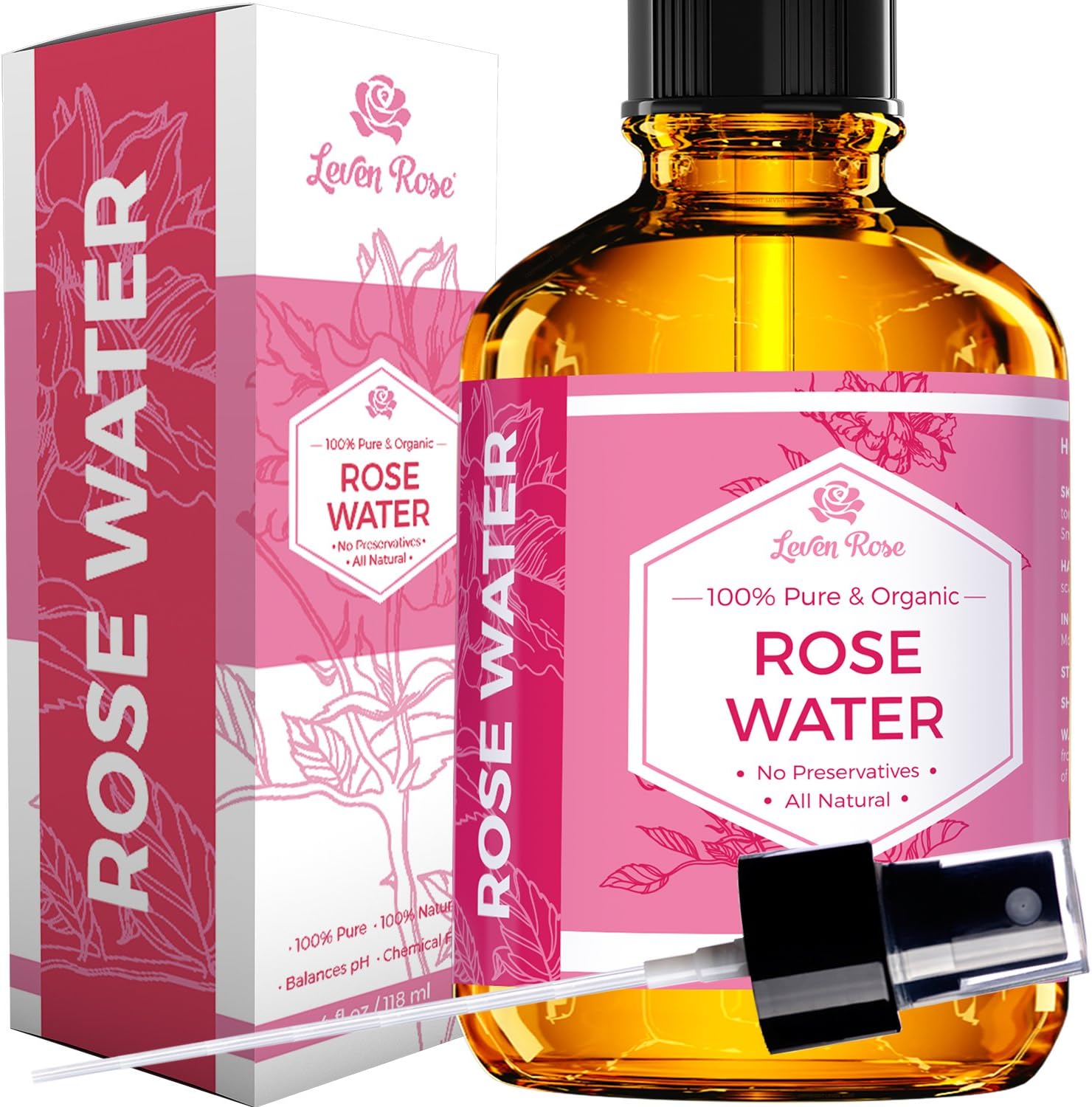 Rose Water Spray for Face by Leven Rose - Pure Natural [...]