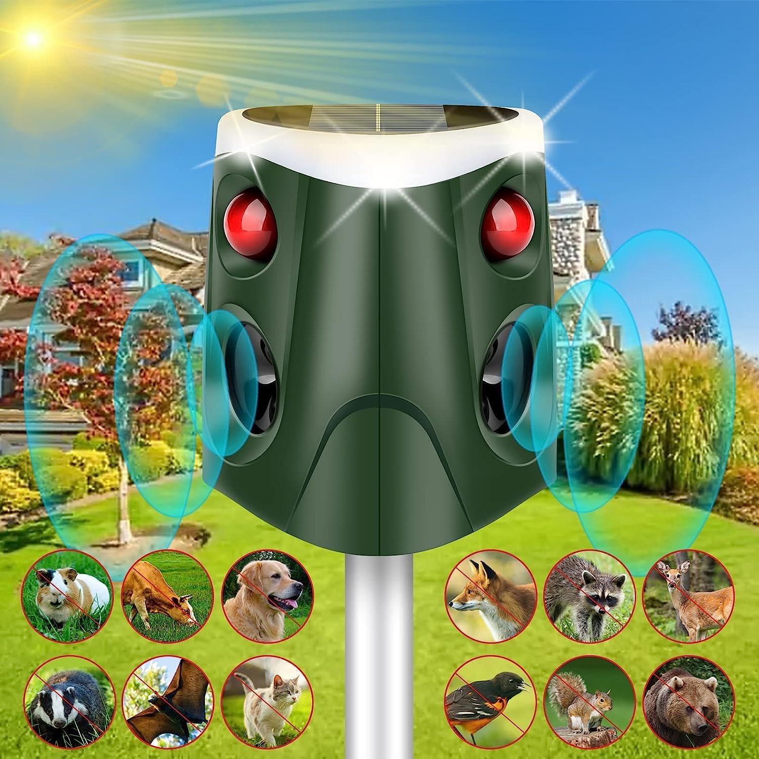 Outdoor Solar Animal Repeller, 360° Ultrasonic Animal [...]