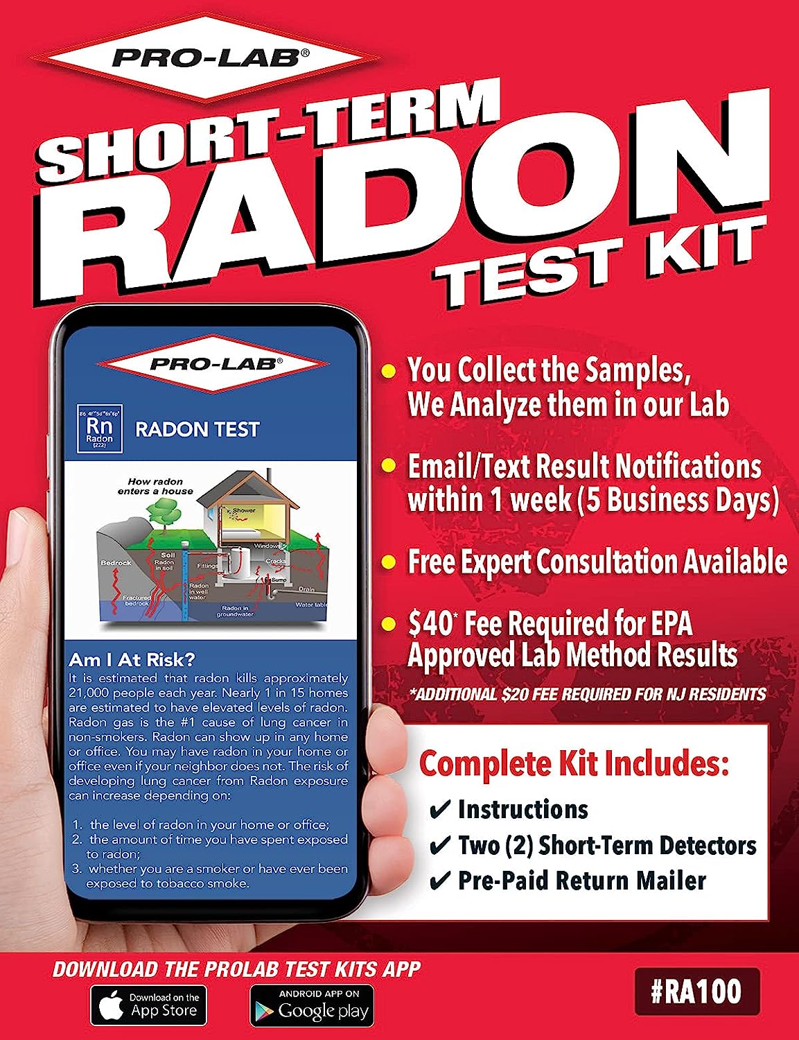 PRO-LAB Radon Test Kit for Home - Short Term Radon Gas [...]