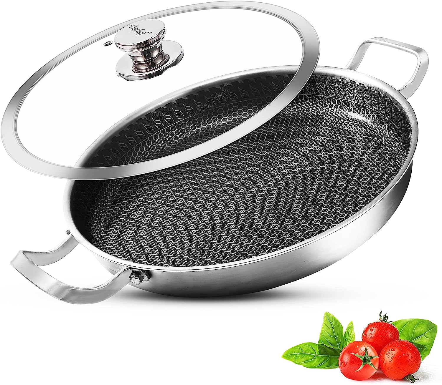 Vinchef Non Stick Frying Pans with Cooking Lid, 13” [...]