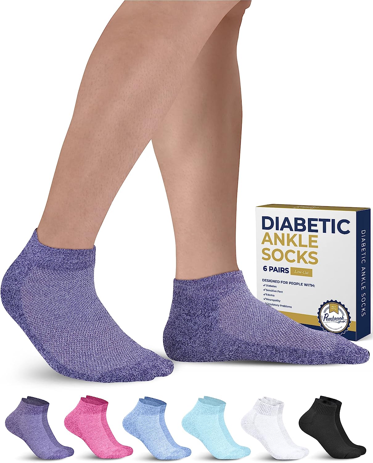 Pembrook Diabetic Socks for Women and Men - 6 Pairs [...]